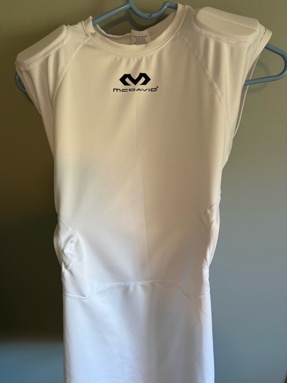 McDavid Men's White Sleeveless Compression Shirt with Shoulder Pads